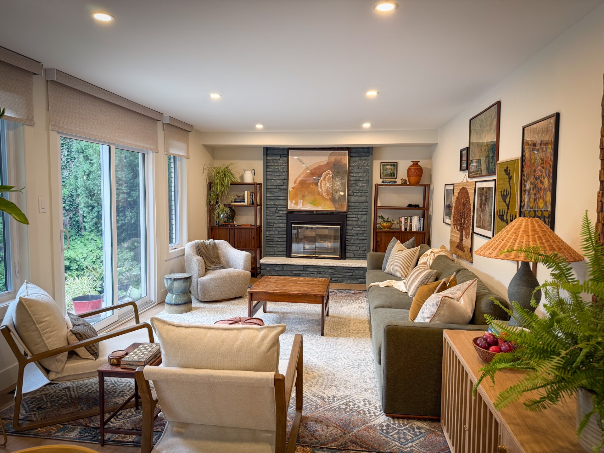 Renovated living room and fireplace — Boronka Carpentry Plus