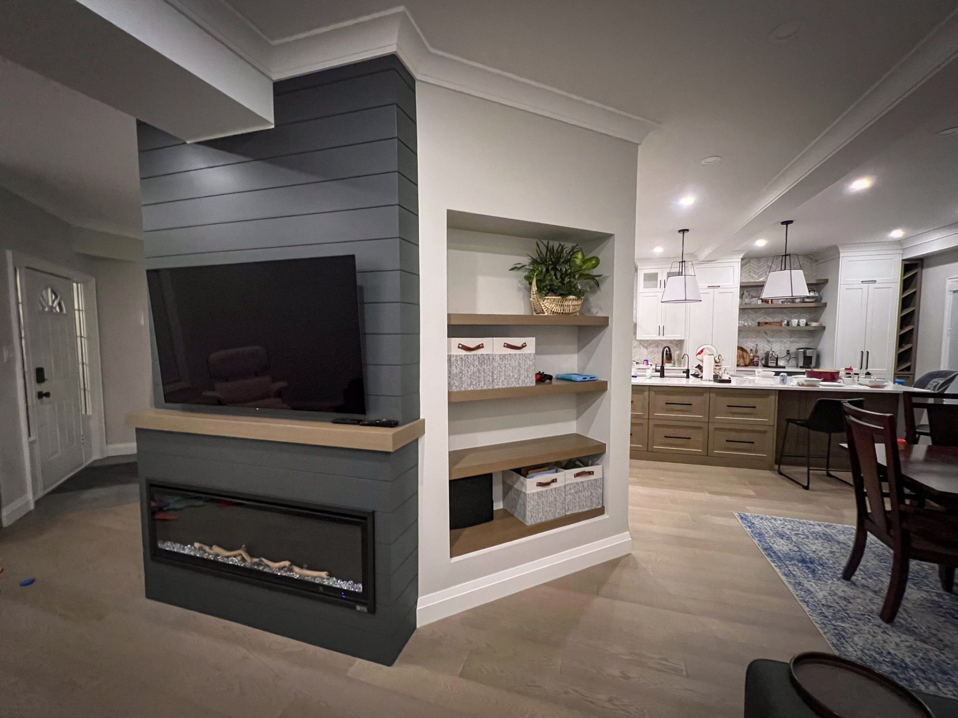 Fireplace feature wall shelving — Boronka Carpentry Plus