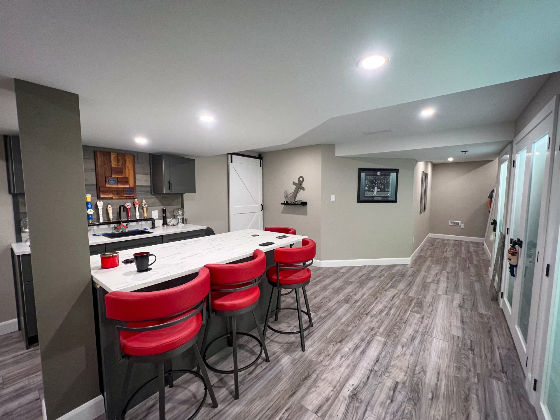 Finished basement bar renovation — Boronka Carpentry Plus